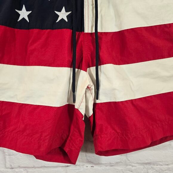 W Tommy Hilfiger Men USA Flag Patriotic Swim Trunks Shorts Size L Red White Blue - Picture 3 of 11